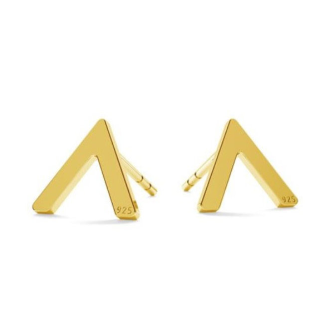 Earrings V studs - gold plated - 1823