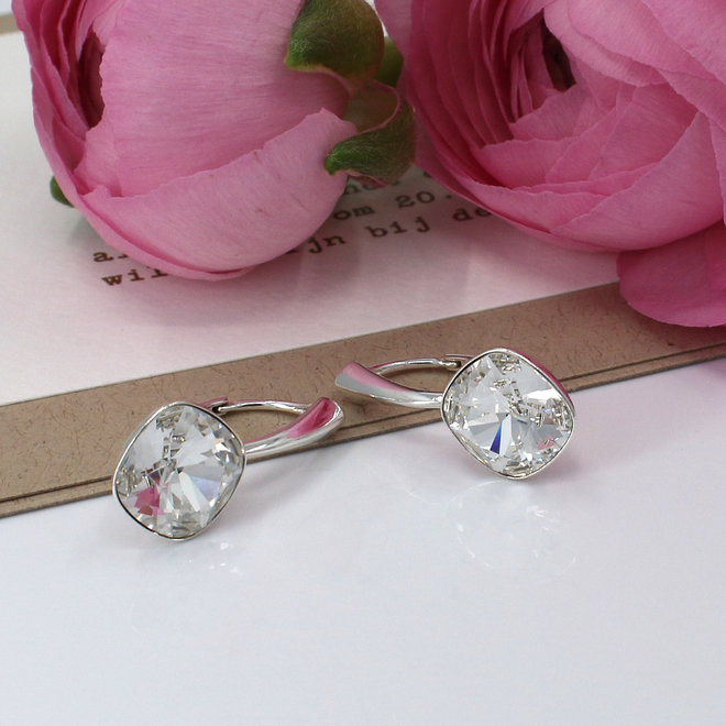 Earrings transparent Swarovski crystal 10 mm - sterling silver - ARLIZI 1849 - Isabel