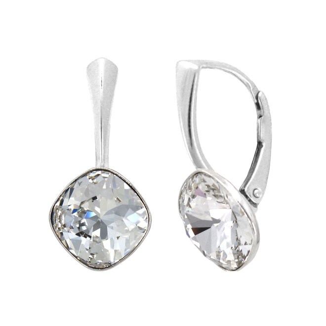 Earrings transparent Swarovski crystal 10 mm - sterling silver - ARLIZI 1849 - Isabel