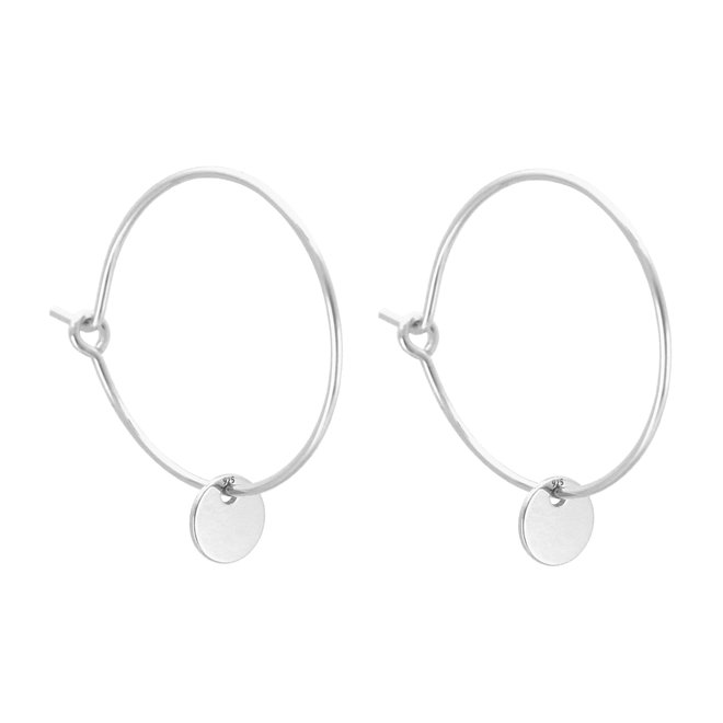 Earrings disc pendant sterling silver - 1880