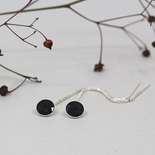 Earrings pull through black Swarovski crystal - sterling silver - ARLIZI 1878 - Joy