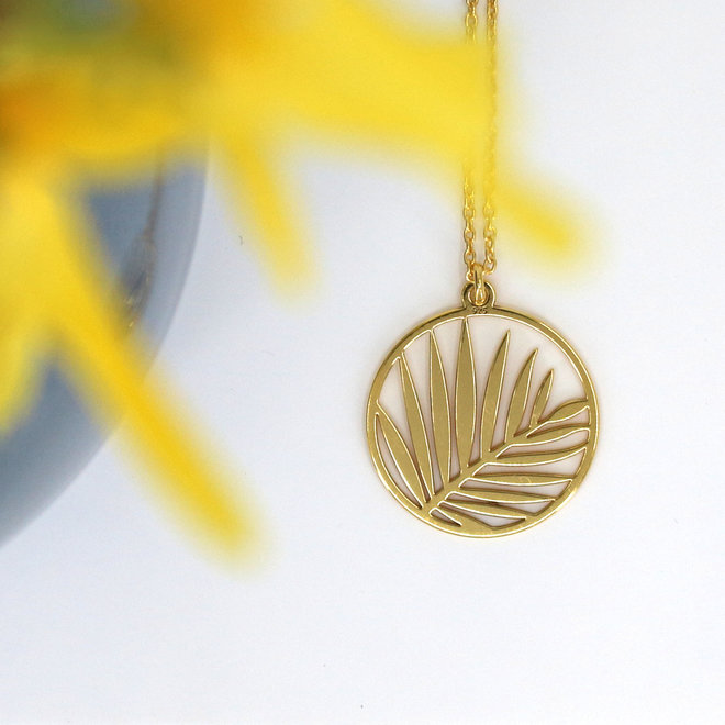 Necklace palm leaf pendant - gold plated - ARLIZI 1840 - Kendal