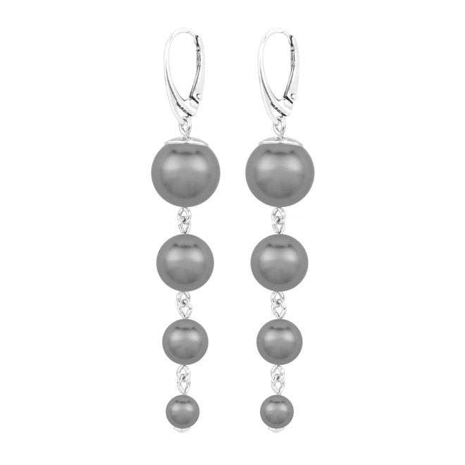 Parel oorbellen antraciet sterling zilver - 1898