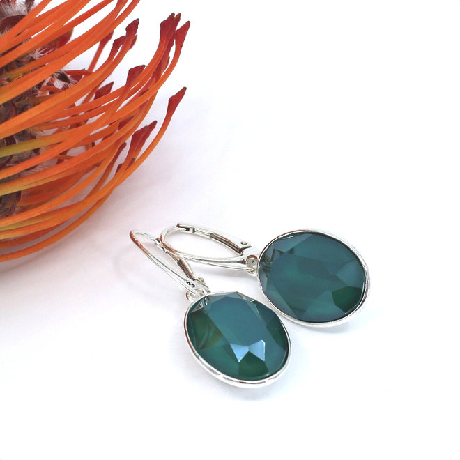 Earrings Swarovski crystal pendant green - sterling silver - ARLIZI 1661 - Claudia