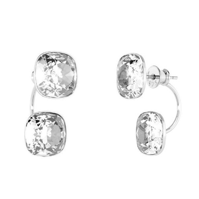 Earrings transparent Swarovski crystal double stone - sterling silver - ARLIZI 1902 - Isabel