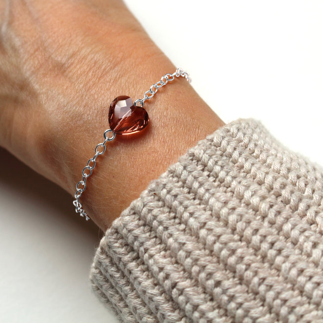 Armband Herz rosa Swarovski Kristall - Sterling Silber - ARLIZI 1719 - Lara