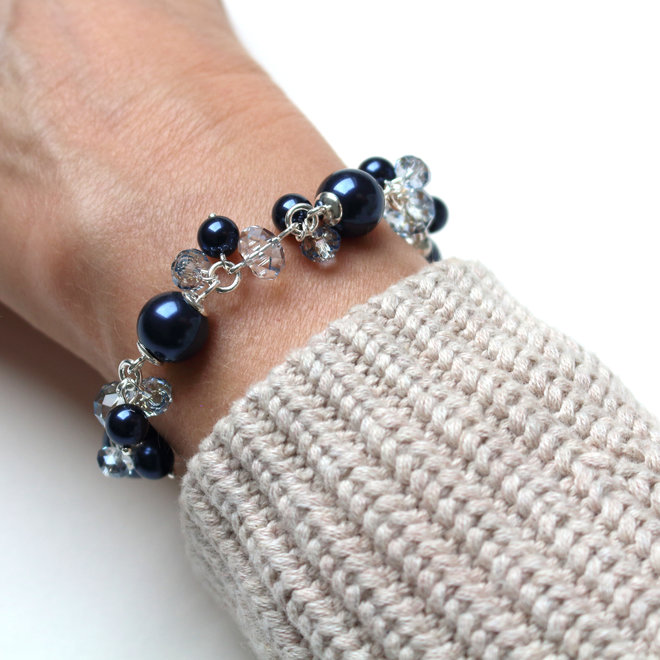 Armband blau Swarovski Perle Kristall - Sterling Silber - ARLIZI 1348 - Marla