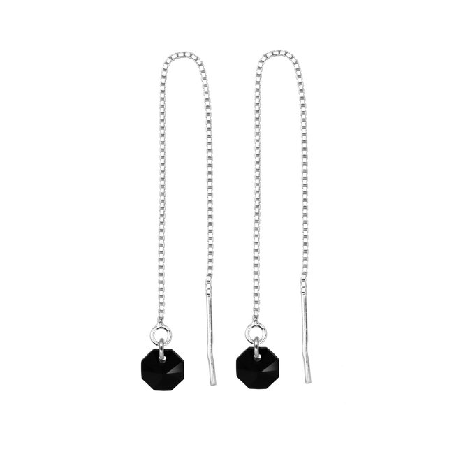 Durchzieher Ohrringe schwarz Swarovski Kristall Achteck - Sterling Silber - ARLIZI 1915 - Audrey
