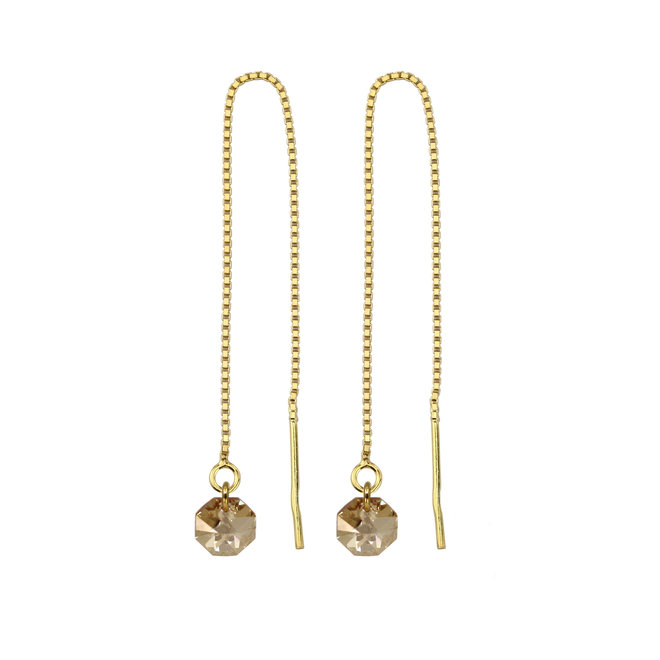 Earrings pull through Swarovski crystal octagon pendant - gold plated - ARLIZI 1916 - Audrey
