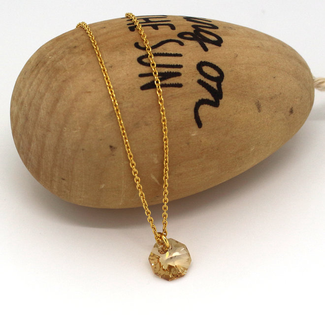 Necklace Swarovski crystal octagon pendant - gold plated- ARLIZI 1919 - Audrey
