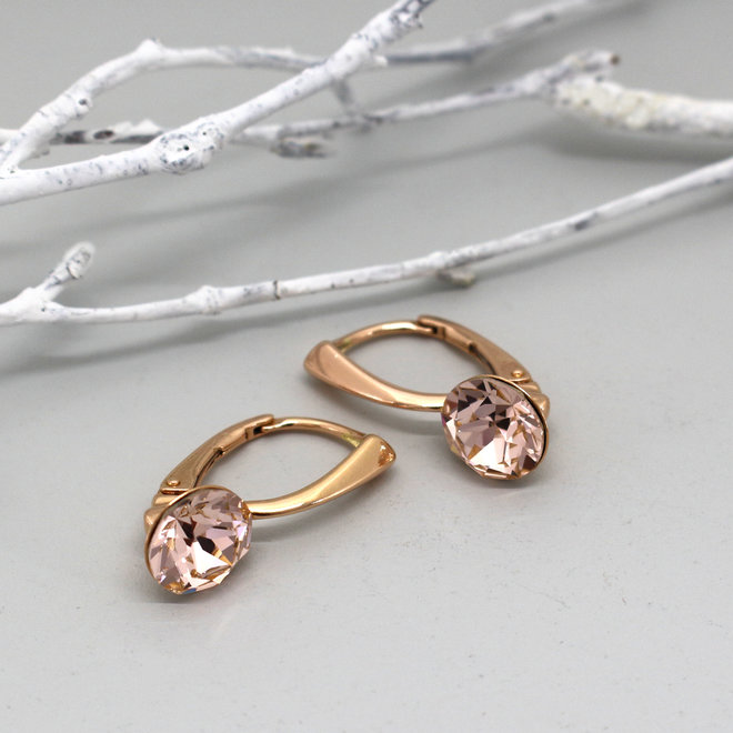 Ohrringe champagnefarbig Swarovski Kristall 8mm - rosévergoldet - ARLIZI 1275 - Lucy