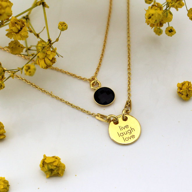 Ketting live laugh love bedelhanger - verguld - ARLIZI 1447 - Kendal