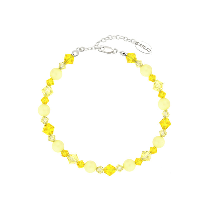 Bracelet pearls crystal yellow sterling silver - 1945