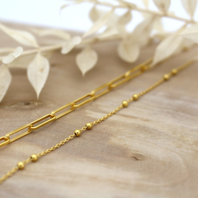 Bracelet chain link balls - gold plated - ARLIZI 1977 - Eline