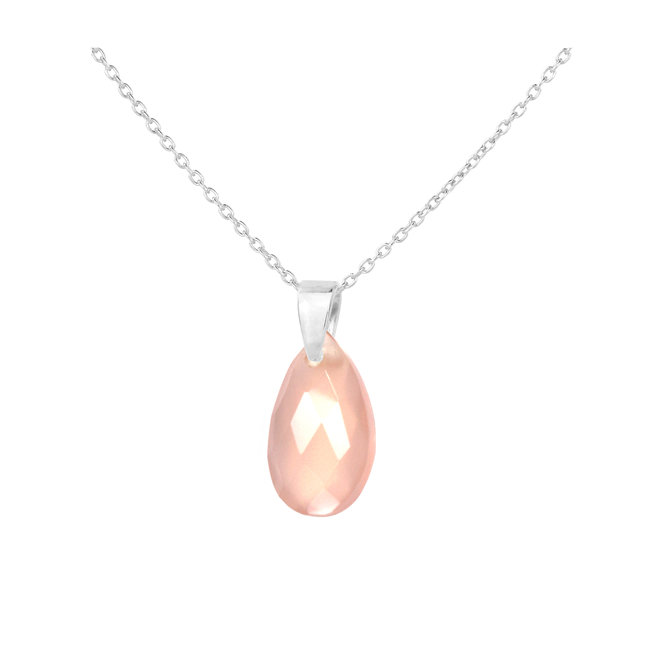 Ketting roze jade druppel sterling zilver - 2012