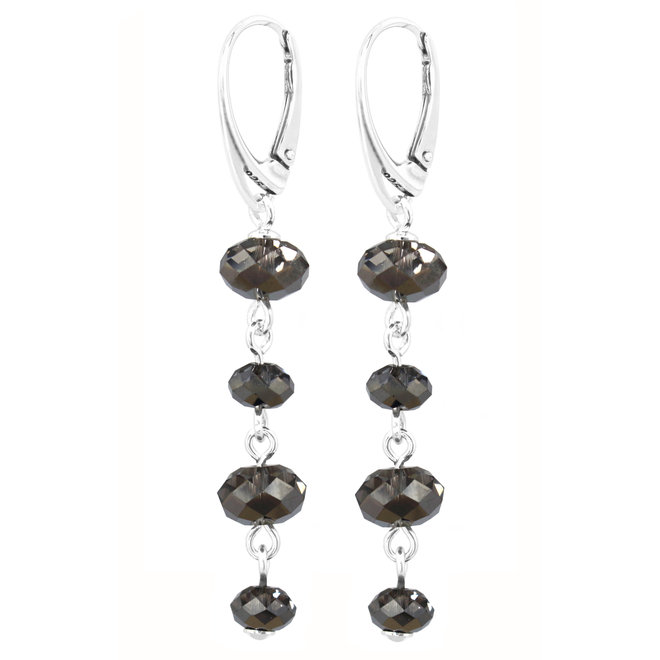 Earrings black Swarovski crystal briolette - sterling silver - ARLIZI 2000 - Elodie