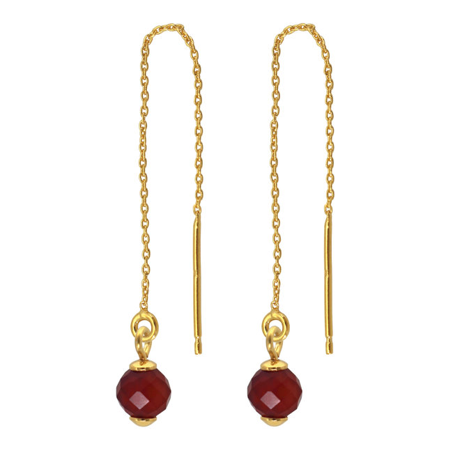 Earrings threaders carnelian gold plated - 2020
