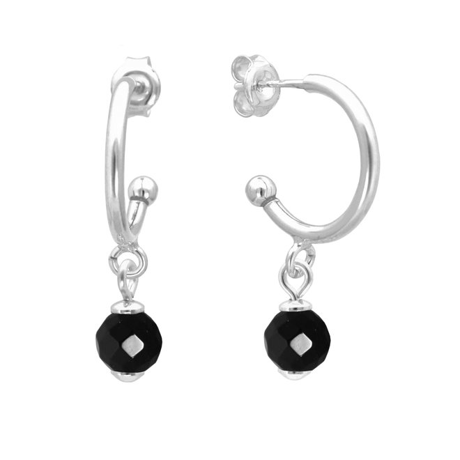 Hoop earrings black spinel 925 silver - 2023