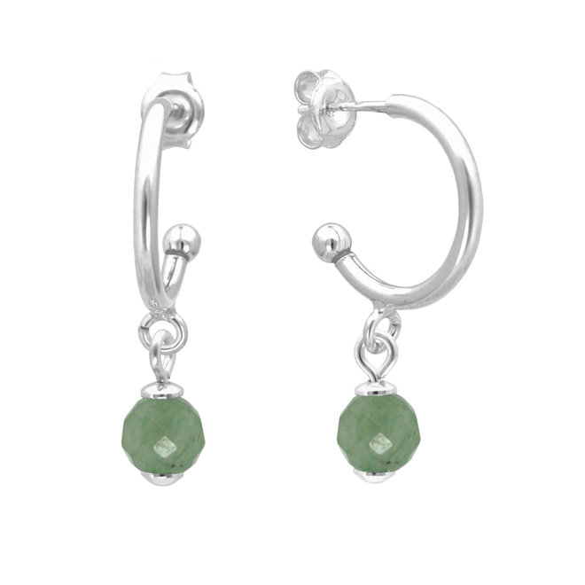 Hoop earrings aventurine 925 silver - 2027