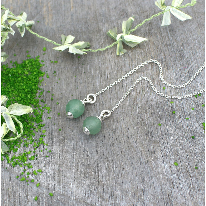 Earrings pull through green aventurine - sterling silver - ARLIZI 2028 - Skylar
