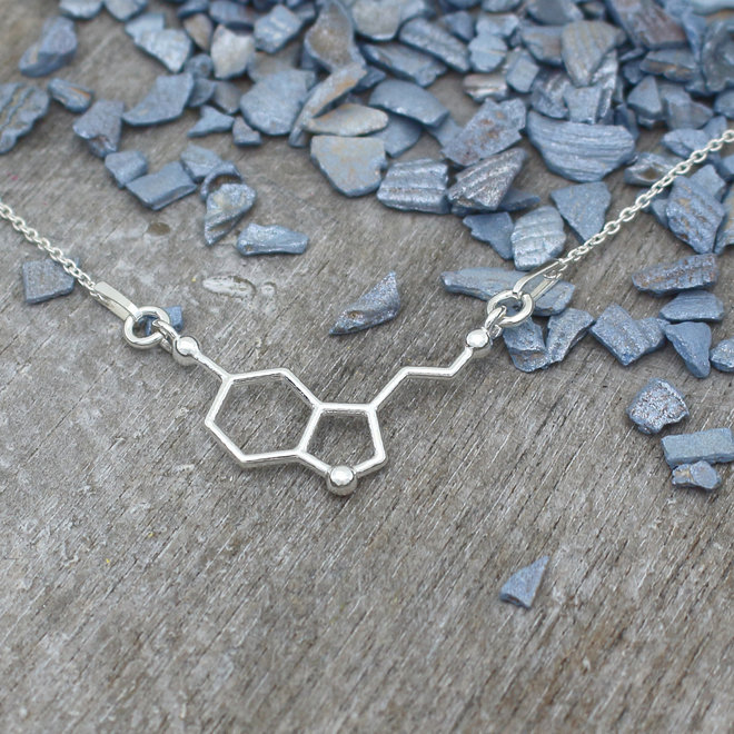 Halskette Serotonin Molekül Anhänger - Sterling Silber - ARLIZI 1538 - Kendal