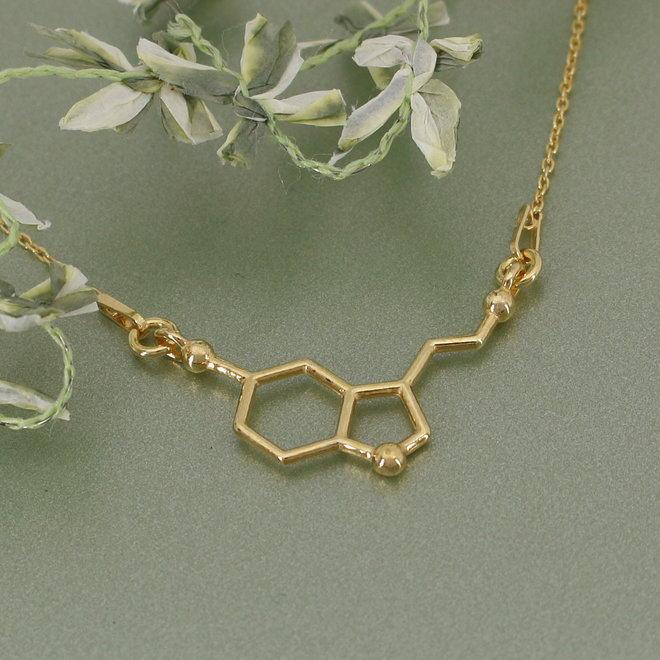 Halskette Serotonin Molekül Anhänger - Sterling Silber vergoldet - ARLIZI 1539 - Kendal