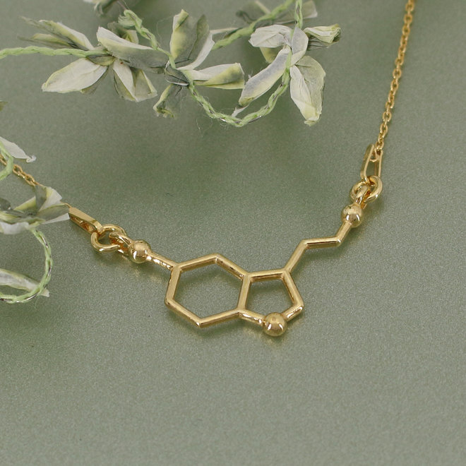 Halskette Serotonin Molekül Anhänger - vergoldet - ARLIZI 1539 - Kendal