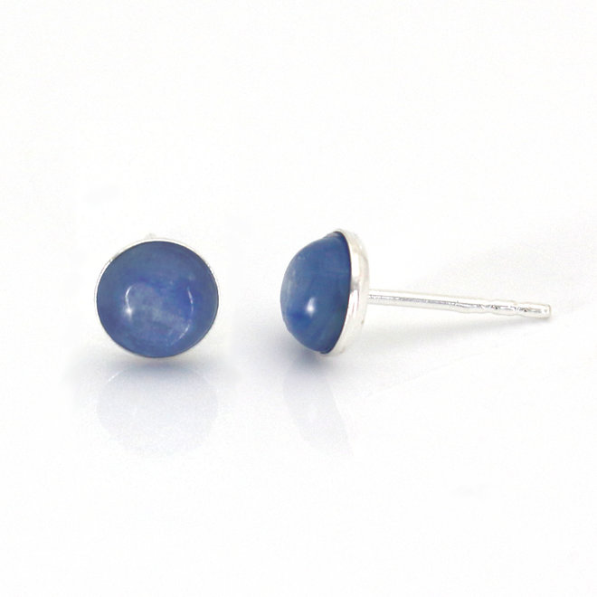 Oorbellen blauw kyaniet cabochon oorstekers - sterling zilver - ARLIZI 2045 - Joy