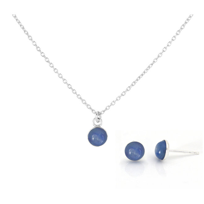 Schmuck Set Blau Kyaniet cabochon Anhänger - Sterling Silber - ARLIZI 2048 - Joy