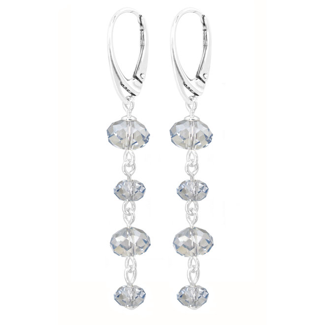 Earrings ice blue Swarovski crystal briolette - sterling silver - ARLIZI 2053 - Elodie