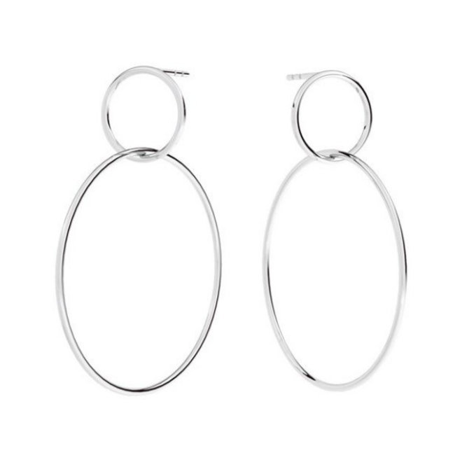 Earrings two rings sterling silver - 2056