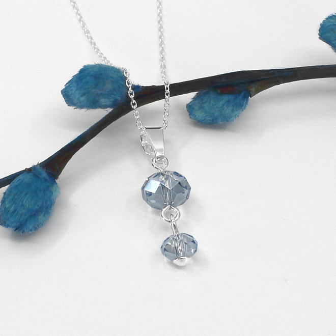 Halskette eisblau Swarovski Kristall Briolette Anhänger - Sterling Silber - ARLIZI 2054 - Elodie