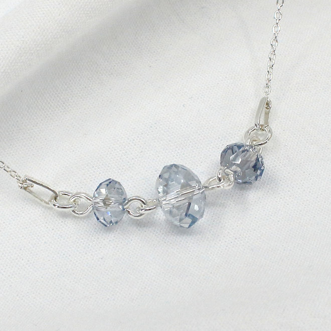 Bracelet ice blue Swarovski crystal briolette - sterling silver - ARLIZI 2055 - Elodie