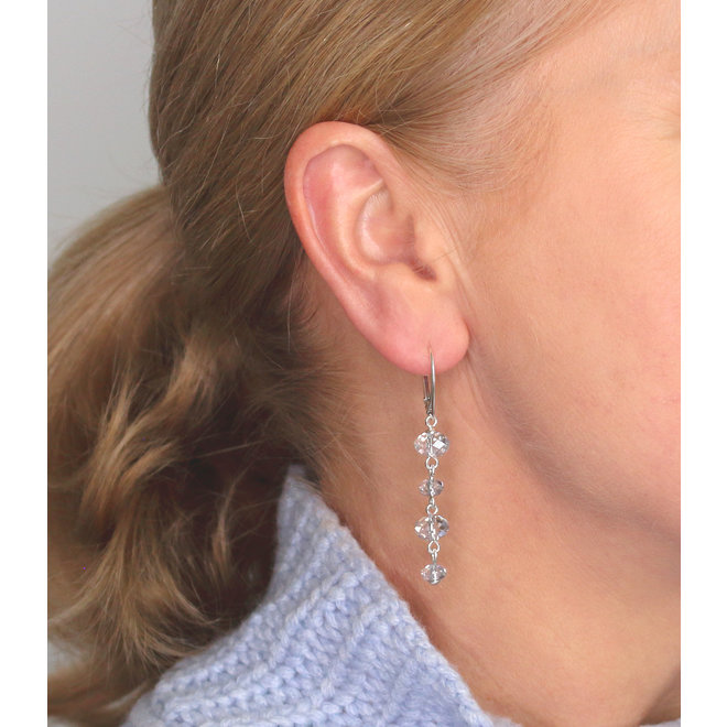 Earrings ice blue Swarovski crystal briolette - sterling silver - ARLIZI 2053 - Elodie
