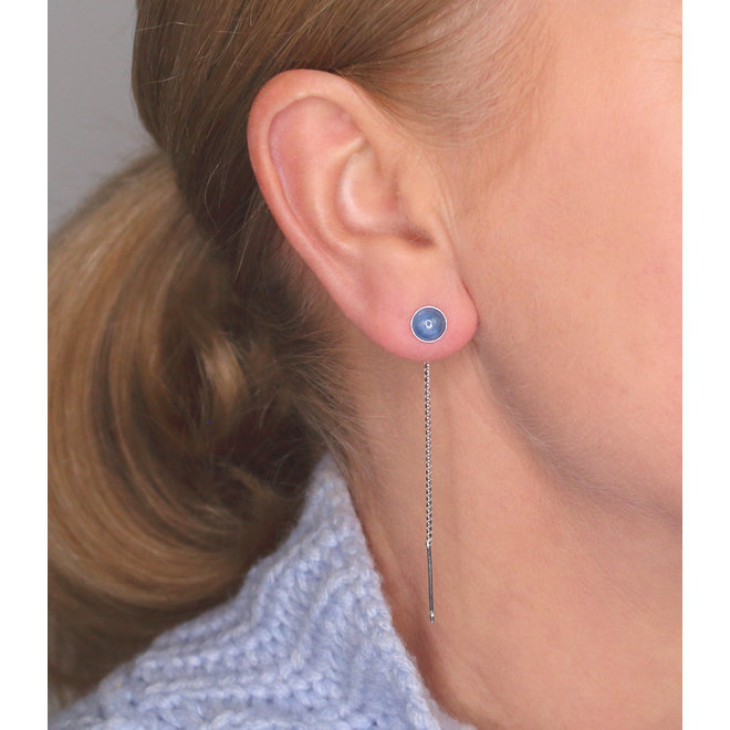 Earrings threaders blue kyanite cabochon - sterling silver - ARLIZI 2046 - Joy