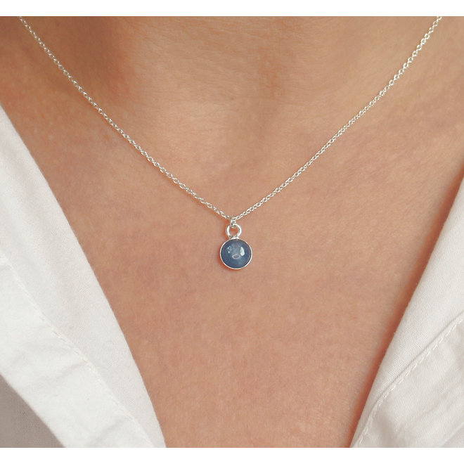 Halskette Blau Kyanit Cabochon Anhänger - Sterling Silber - ARLIZI 2047- Joy