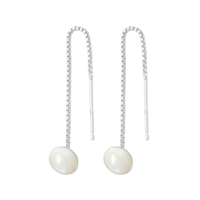 Earrings threaders moonstone sterling  silver - 2050