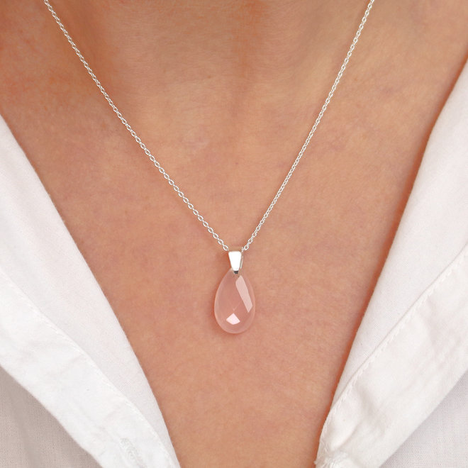 Necklace rose jade drop pendant - sterling silver - ARLIZI 2012 - Romy