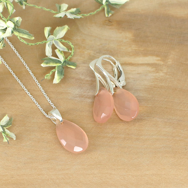 Necklace rose jade drop pendant - sterling silver - ARLIZI 2012 - Romy