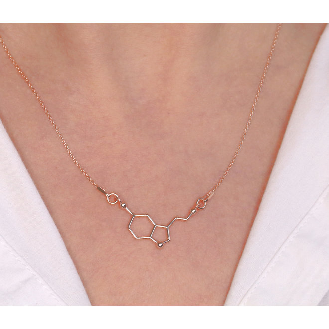 Halskette Serotonin Molekül Anhänger - rosévergoldet - ARLIZI 1540 - Kendal