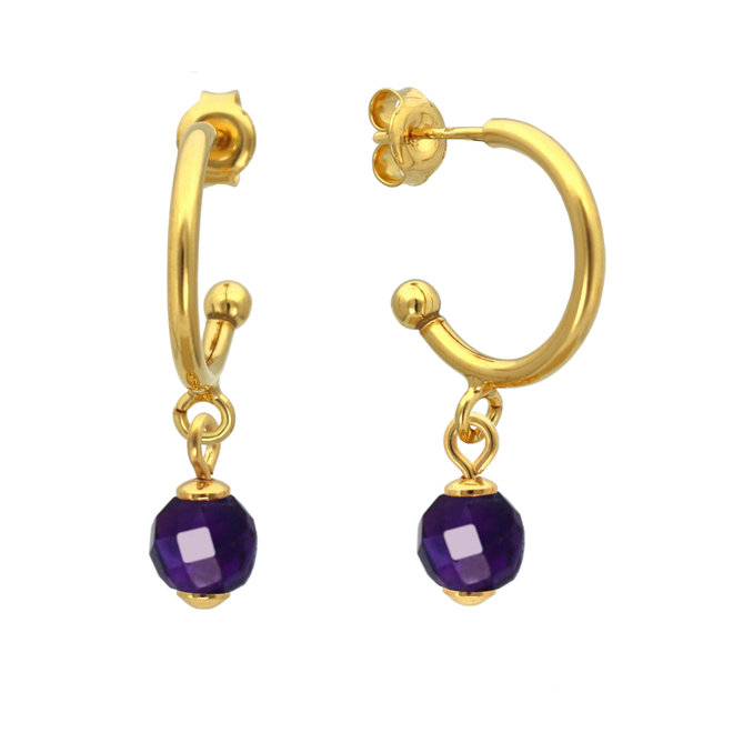 Ohrringe Creolen Amethyst Anhänger - vergoldet - ARLIZI 2058 - Skylar