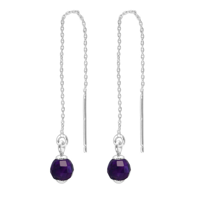 Durchzieher Ohrringe Amethyst Silber - 2063