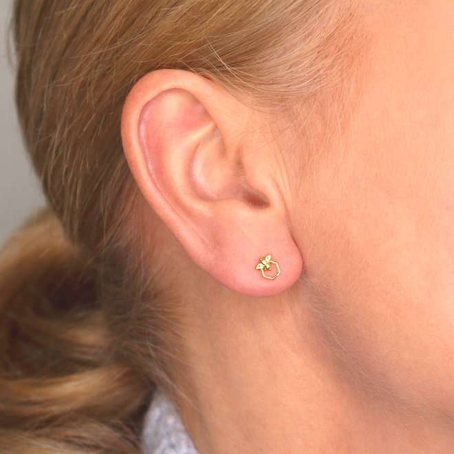 Earrings bee ear studs gold plated - ARLIZI 1753 - Fleury
