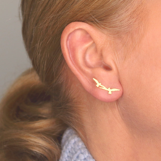 Earrings birds ear climber - gold plated - ARLIZI 1872 - Fleury