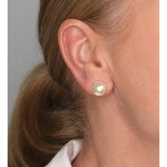 Earrings cream pearl ear studs 10mm - sterling silver - ARLIZI 0984 - Lola