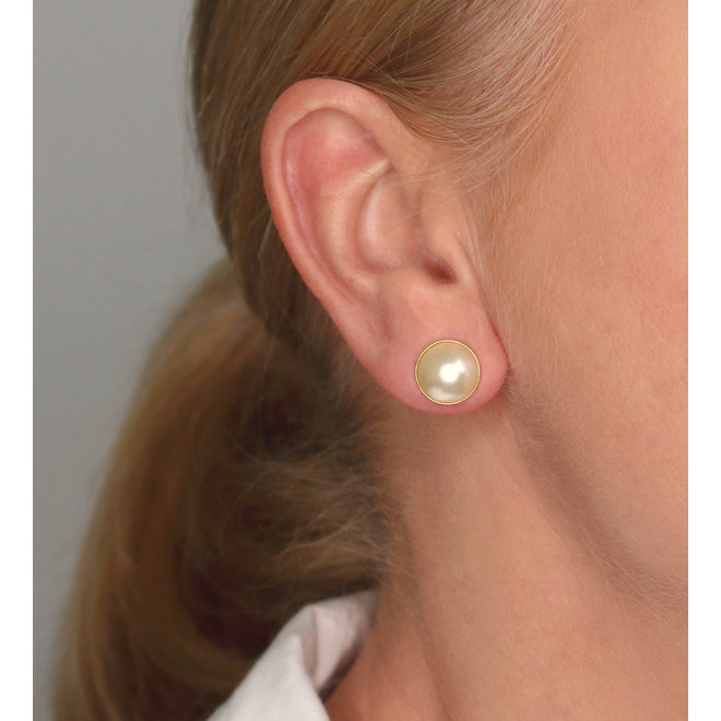 Ohrringe creme Perle Ohrstecker 10mm - Sterling Silber vergoldet - ARLIZI 0989 - Lola