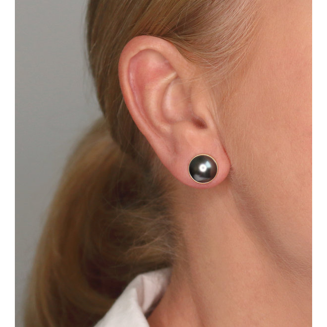 Ohrringe graue Perle Ohrstecker 10mm - Sterling Silber vergoldet - ARLIZI 0990 - Lola