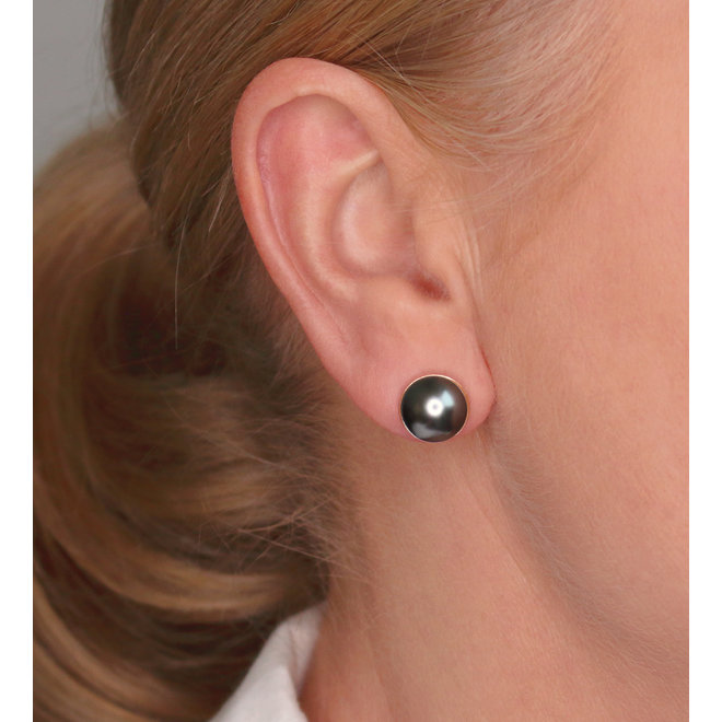 Ohrringe graue Perle Ohrstecker 10mm - rosévergoldet - ARLIZI 0994 - Lola