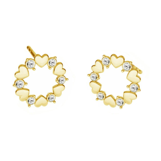 Earrings hearts crystal gold plated - 1972
