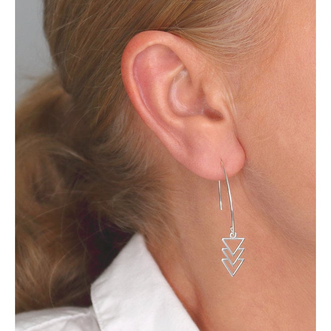 Oorbellen driehoek hanger - sterling zilver - ARLIZI 2466 - Kendal